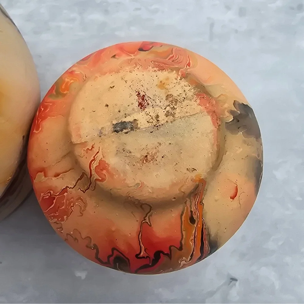Nemadji Native American Clay Pottery Marbled Swirl Vases Set of 2 Red Orange Tan